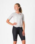 CASTELLI kombinezon - FREE SANREMO 3 W SUIT SHORT SLEEVE - bijela/srebrna/crna