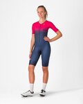 CASTELLI kombinezon - CORE TRI W SUIT SHORT SLEEVE - plava/ružičasta