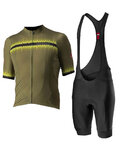 CASTELLI kratki dres i kratke hlače - GRIMPEUR - crna/zelena