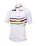SANTINI dres kratkih rukava - UCI WORLD CHAMPION MASTER - bijela/duga