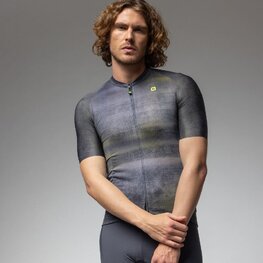 ALÉ dres kratkih rukava - OFF ROAD - GRAVEL TRACCIA - crna/žuta/ljubičasta