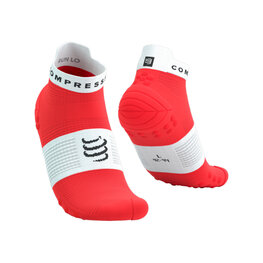 COMPRESSPORT čarape klasične - PRO RACING V4.0 RUN LOW - crvena/bijela