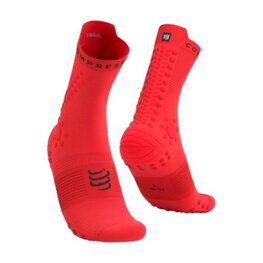 COMPRESSPORT čarape klasične - PRO RACING SOCKS V4.0 TRAIL - crvena/crna