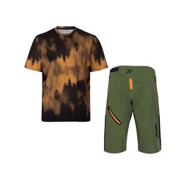 HOLOKOLO MTB dres i hlače - NIGHTFALL MTB - narančasta/zelena/crna