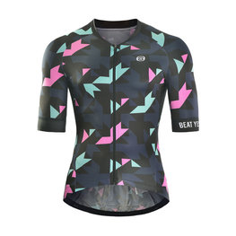 MONTON dres kratkih rukava - AUTUMN COLORS - crna/plava/ružičasta