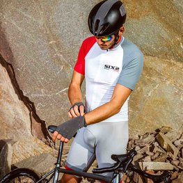 SIX2 dres kratkih rukava - BIKE3 ULTRALIGHT - bijela/siva/crvena