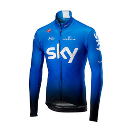 CASTELLI dres dugih rukava zimski - TEAM SKY 2019 WINTER - bijela/svjetloplava/crna